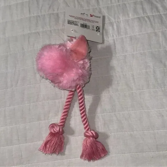 PETSHOPPE Pink Flamingo Plush Rope Squeaky Sound Dog Toy - Picture 3 of 7